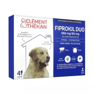 Clément Thékan Fiprokil Duo 268 mg/80 mg Chien 4 Pipettes