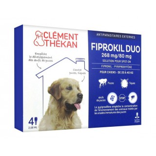 Clément thékan fiprokil duo 268 mg/80 mg Chien 4 Pipettes