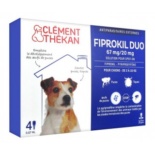Clément Thékan Fiprokil Duo 67 mg/20 mg Chien 4 Pipettes