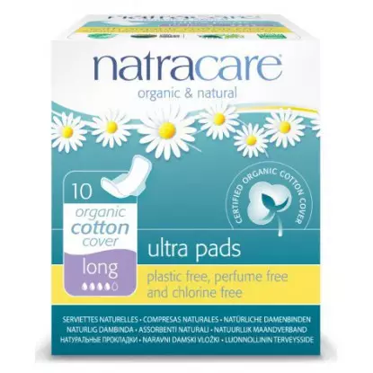 Natracare Serviettes Hygiéniques Ultra à Ailettes Long Boite 10