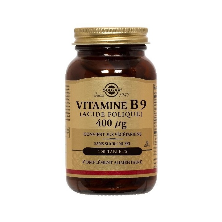 Vitamine B9 400µg Solgar boite de 100