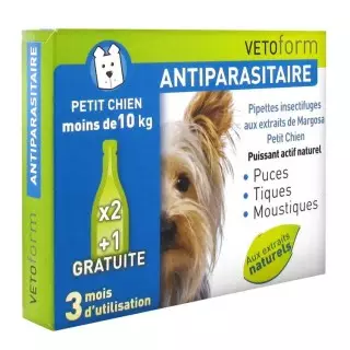 Vetoform Antiparasitaire Pipettes Petit Chien 3 Pipettes