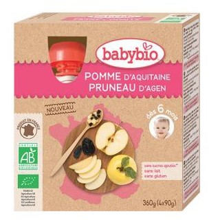 Babybio gourdes Pomme Pruneau 4x90g