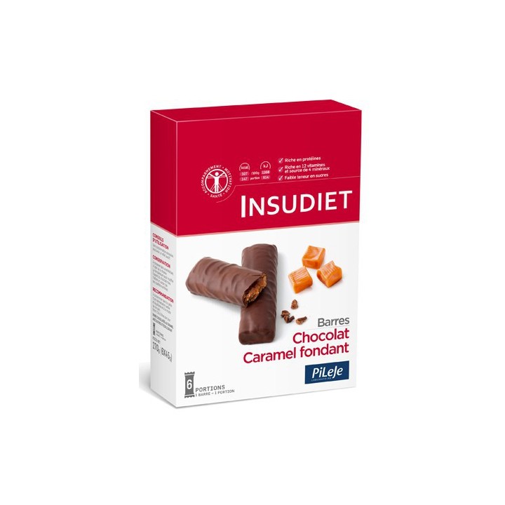 Insudiet Barre Chocolat Caramel fondant x 6