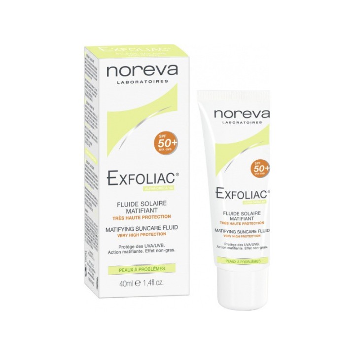 Noreva Exfoliac fluide solaire matifiant SPF 50 - 40 ml