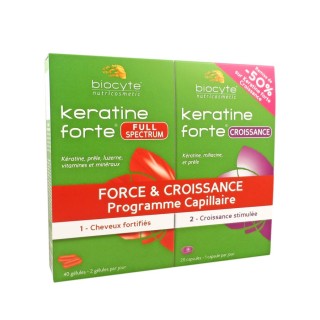 Pack Kératine Full spectrum 40 gélules + Croissance 20 capsules