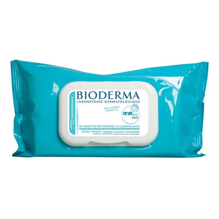 Bioderma ABCDerm H2O lingettes nettoyantes - 60 lingettes