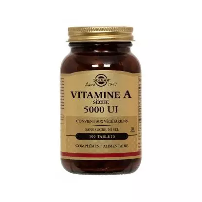 Solgar Vitamine A Sèche 5000 UI 100 Comprimés