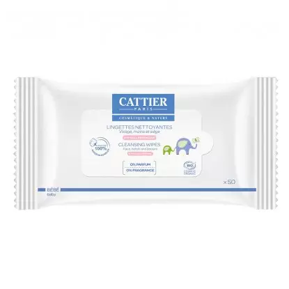 Cattier bébé Lingettes nettoyantes - 50 unités