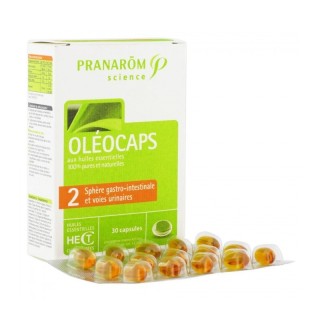Pranarom Oléocaps 2 - Sphère gastro-intestinale & voies urinaires - 30 capsules