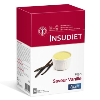Insudiet Flan saveur vanille - Boîte de 6 sachets