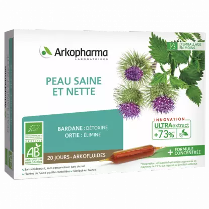 Arkofluides peau saine et nette Bio - 20 ampoules buvables