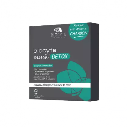 Biocyte mask détox au charbon - Boîte de 4 masques