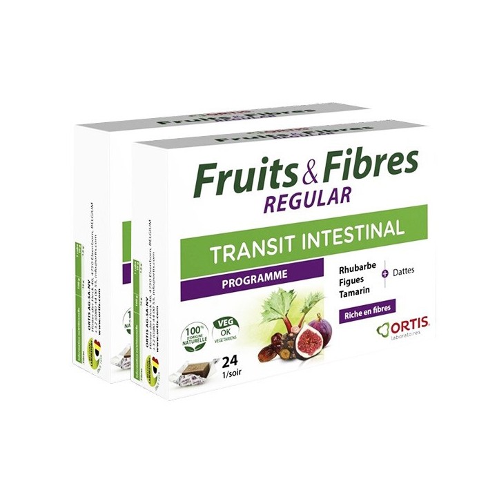 Ortis Fruits & Fibres Regular Transit intestinal - Lot de 2 x 24 cubes