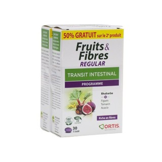 Ortis Fruits & Fibres Regular Transit intestinal - Lot de 2 x 30 comprimés