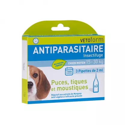 Vetoform Antiparasitaire Pipettes Chien Moyen 3 Pipettes