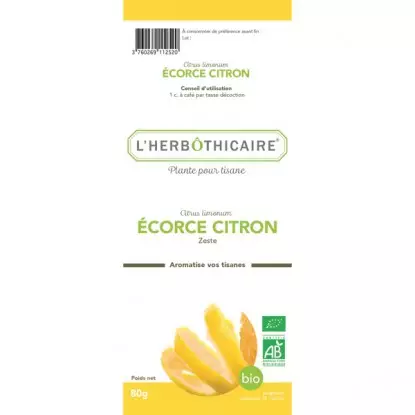 L'herbothicaire tisane écorce de citron bio 80g
