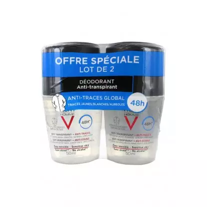 VICHY homme déodorant anti-transpirant anti-traces 48H 2x50ml