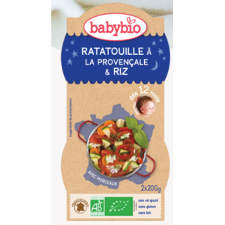 Babybio ratatouille à la provencale riz dès 12 mois 2*200g