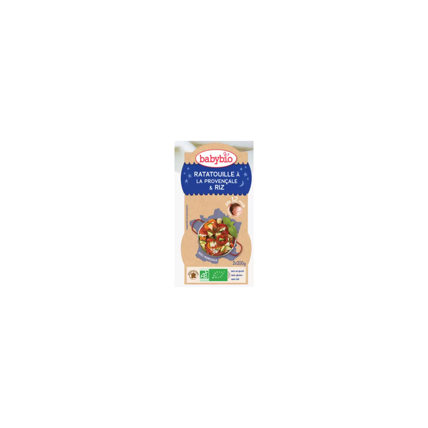 BABYBIO Bols Ratatouille Riz Bio – Dès 12 Mois – 2x200g – Lot De 6 – Saveurs Provençales Et Légumes Du Soleil