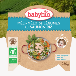 Babybio Méli-Mélo de légumes saumon, riz dès 15mois, 260g
