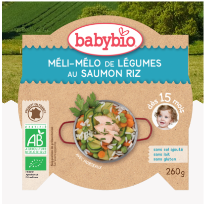 Babybio Méli-Mélo de légumes saumon, riz dès 15mois, 260g
