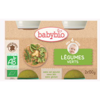 Babybio Légumes verts, dès 4 mois, 2*130g