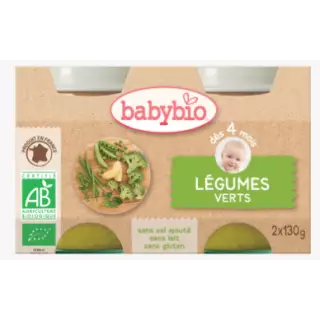 Babybio Légumes verts, dès 4 mois, 2*130g