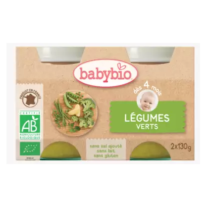 Babybio Légumes verts, dès 4 mois, 2*130g