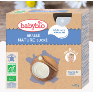 Babybio Brassé nature sucré, dès 6 mois, 4*85g