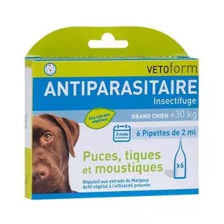 Vetoform Antiparasitaire Pipettes Grand Chien 6 Pipettes