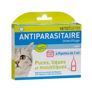 Vetoform antiparasitaire insectifuge chat 6 pipettes