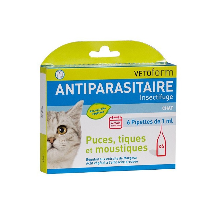 Vetoform antiparasitaire insectifuge chat 6 pipettes