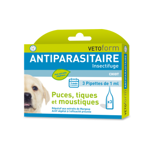 Vetoform Antiparasitaire insectifuge chiot 3 pipettes