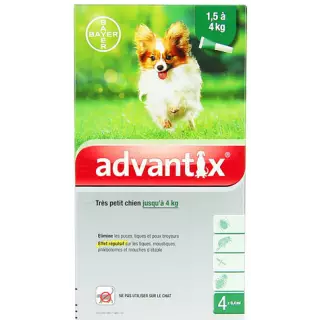 Advantix Antiparasitaires Trés petit chien jusqu'à 4 kg (1.5 à 4 kg), 6x0.4 ml