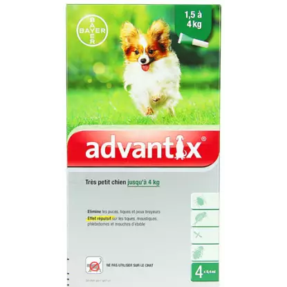 Advantix Antiparasitaires Trés petit chien jusqu'à 4 kg (1.5 à 4 kg), 6x0.4 ml