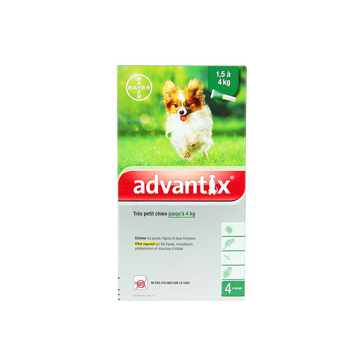 Advantix Antiparasitaires Trés petit chien jusqu'à 4 kg (1.5 à 4 kg), 6x0.4 ml