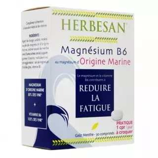 HERBESAN Magnésium B6 30 comprimés goût menthe