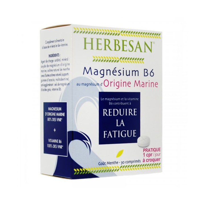 HERBESAN Magnésium B6 30 comprimés goût menthe