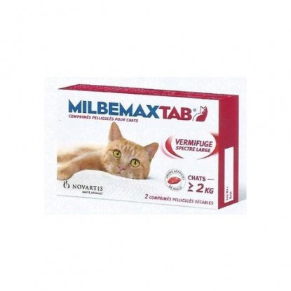 Milbemaxtab vermifuge chat + de 2kg - 2 comprimés