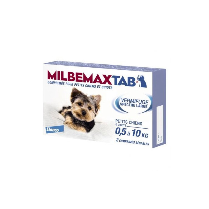 Milbemaxtab vermifuge chiots/petits chiens x2 comprimés
