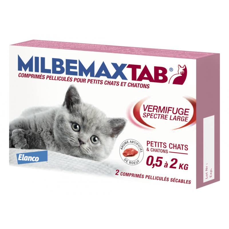 Milbemaxtab vermifuge chatons/petits chats x2 comprimés - PurePara