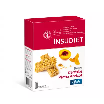 Insudiet barres céréales pêche abricot x 6