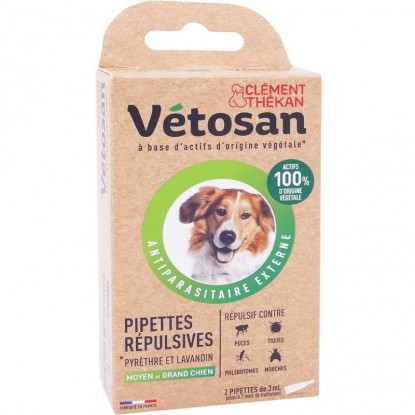 Vetosan Pipettes répulsives moyen et grand chien - 2 x 3ml