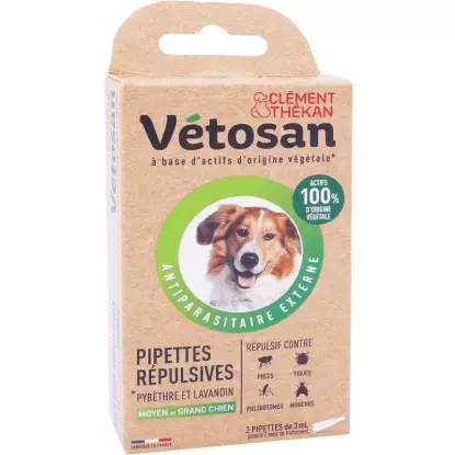 Vetosan Pipettes répulsives moyen et grand chien - 2 x 3ml