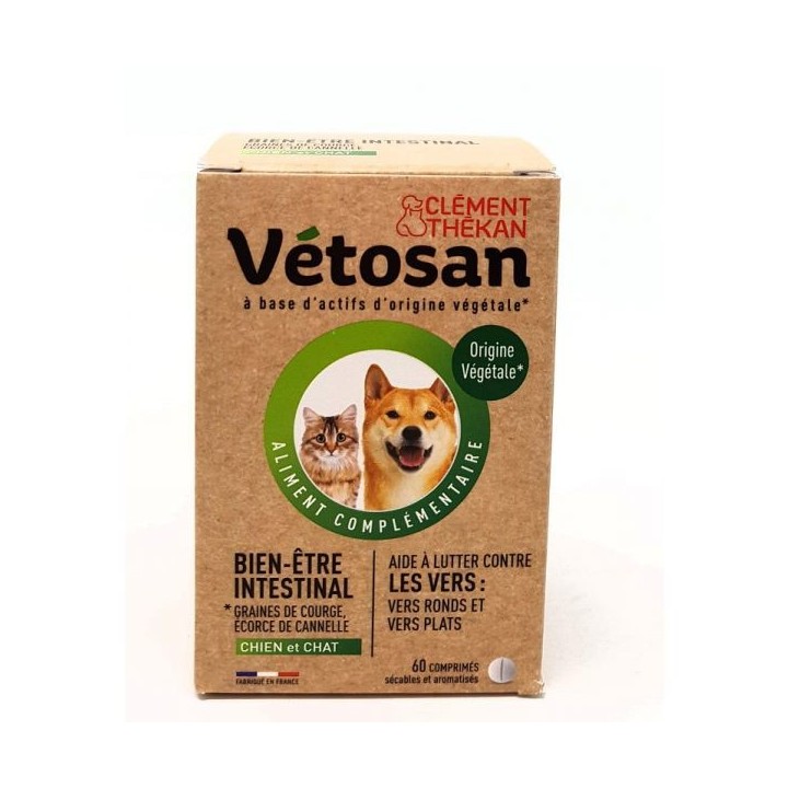 Vetosan Bien-être intestinal spécial vers chien et chat - 60 comprimés