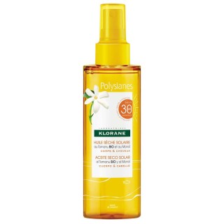 Klorane Polysianes Huile sèche solaire au Monoï et Tamanu Bio SPF30 - 200ml