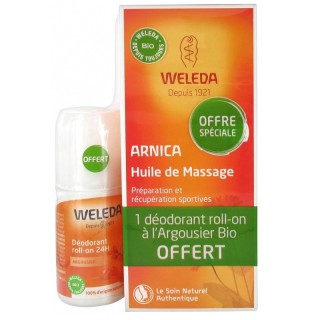 Weleda Huile de massage à l'Arnica 200ml + Déodorant Argousier roll-on 50ml Offert