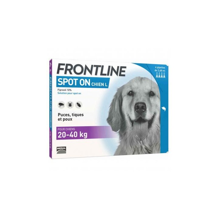 Frontline spot on chien 20-40 kg bte de 4