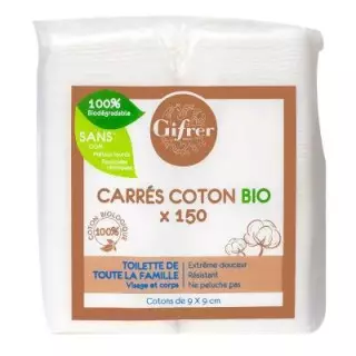 Gifrer Carrés coton Bio 9 x 9 cm - 150 unités